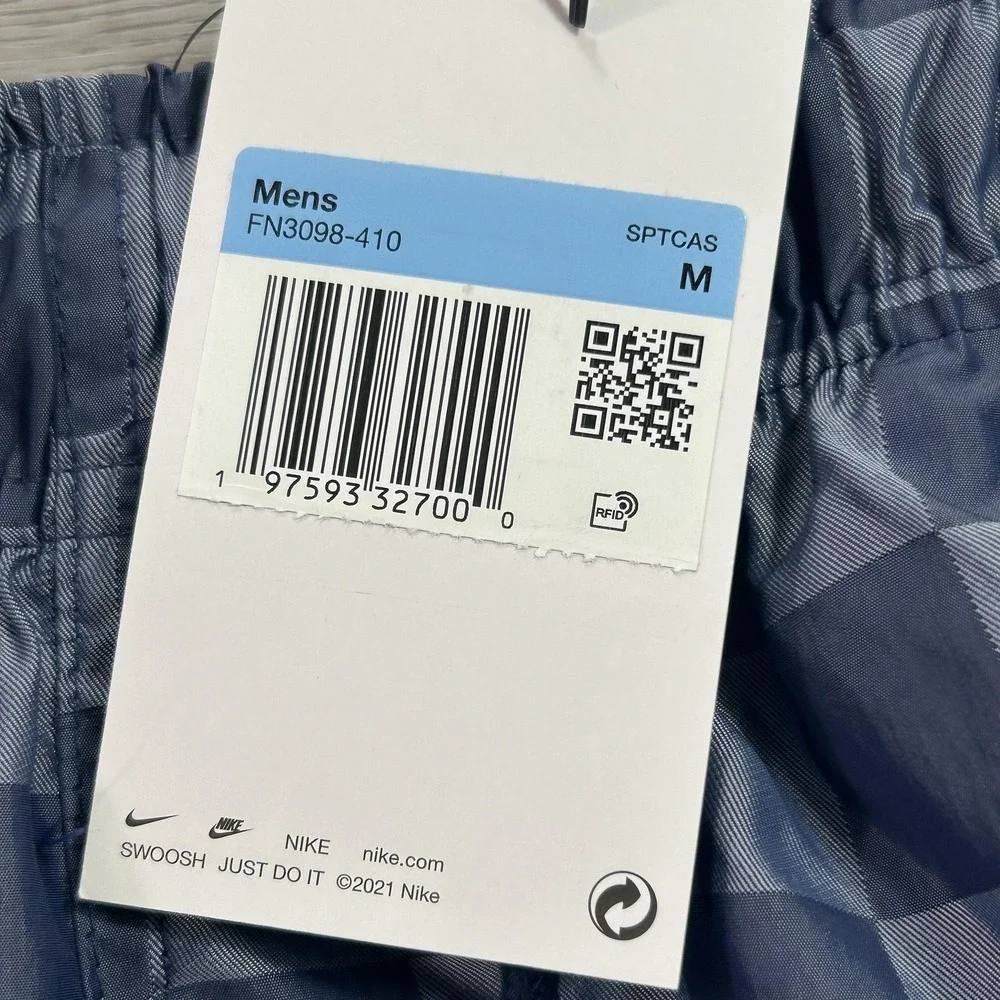 Nike Swim Trunks Shorts Mens Medium Blue Check Quick Dry FN3098-410 NEW